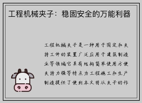 工程机械夹子：稳固安全的万能利器